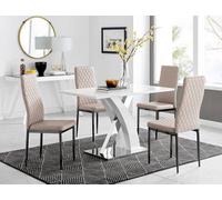 Furniturebox Uk Atlanta 4 White Dining Table And 4 Cappuccino Milan Black Leg Chairs