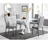 Atlanta 4 White Dining Table and 4 Milan Black Leg Chairs - Grey
