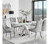 Furniturebox Uk Atlanta 6 Table & 6 Elephant Grey Belgravia Chairs