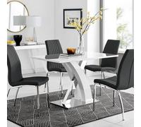 Furniturebox Uk Atlanta White High Gloss And Chrome Metal Rectangle Dining Table And 4 Black Isco Dining Chairs Set