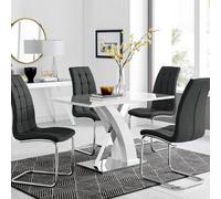 Furniturebox Uk Atlanta White High Gloss And Chrome Metal Rectangle Dining Table And 4 Black Murano Dining Chairs Set