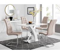 Furniturebox Uk Atlanta White High Gloss And Chrome Metal Rectangle Dining Table And 4 Cappuccino Beige Murano Dining Chairs Set