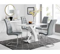 Furniturebox Uk Atlanta White High Gloss And Chrome Metal Rectangle Dining Table And 4 Elephant Grey Murano Dining Chairs Set