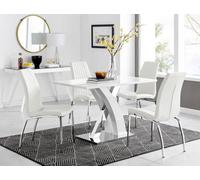 Furniturebox Uk Atlanta White High Gloss And Chrome Metal Rectangle Dining Table And 4 White Isco Dining Chairs Set