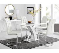 Furniturebox Uk Atlanta White High Gloss And Chrome Metal Rectangle Dining Table And 4 White Murano Dining Chairs Set