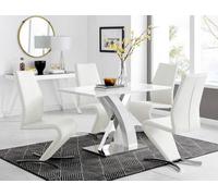 Furniturebox Uk Atlanta White High Gloss And Chrome Metal Rectangle Dining Table And 4 White Willow Dining Chairs Set