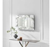 Furniturebox UK Atlas Medium Rectangle Wall Mirror 90x60cm - Bevelled Triangular Reflective Glass Frame - Art Deco Retro Style - Horizontal or Vertical Hanging - Living Room, Hallway, Bedroom Mirror