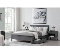 Furniturebox Uk Azure Grey Wooden Solid Pine Quality Double Bed With Windsor Medium-Firm Coil Sprung Mattress (2 Drawers)