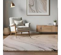 Furniturebox UK Beige Area Rug 120 x 170cm - 'Quartz' Marble Pattern Living Room Rug With Brown & Grey Flowing Lines - Soft Pile For Lounge Bedroom Dining Room