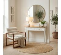 Furniturebox Uk Belle 2 Drawer Solid Oak Wood And Cream Console Table