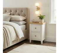 FurnitureboxUK Belle Solid Oak Wood & Cream Slim Bedside Table FurnitureboxUK Cream