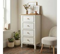 FurnitureboxUK Belle Solid Oak Wood & Cream Tallboy Chest of Drawers FurnitureboxUK Cream