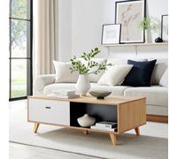 FurnitureboxUK Bisset Off-White & Wood Effect Storage Coffee Table FurnitureboxUK Off-White