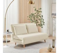 Furniturebox Uk Bobby Off-White Boucle Fabric Double Folding Sofa Bed