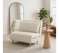 FurnitureboxUK Bobby White Boucle Fabric Single Folding Sofa Bed Chair FurnitureboxUK White