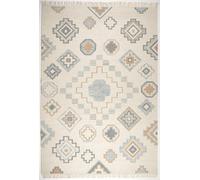 Furniturebox Uk Briony Beige & Blue Aztec Patterned Kilim Rug 200X290Cm