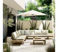 Furniturebox Uk Brisa Solid Wood Garden Sofa Set With Cream Cushions - 8 Seat Corner Patio Arrangement