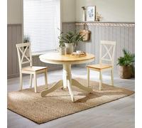 Furniturebox Uk Bude Cream Round Wooden Dining Table & 2 Millford Chairs