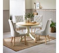Furniturebox Uk Bude Cream Round Wooden Dining Table & 4 Belgravia Chairs