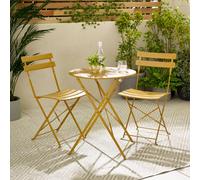 FurnitureboxUK Cabo 2 Seater Metal Bistro Set with Round Table in Mustard FurnitureboxUK Mustard