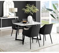 FurnitureboxUK Carson White Marble Effect Dining Table & 4 Calla Black Leg Chairs FurnitureboxUK Black