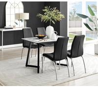 Furniturebox Uk Carson White Marble Effect Dining Table & 4 Black Isco Chairs