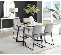 Furniturebox Uk Carson White Marble Effect Dining Table & 4 Light Grey Halle Chairs