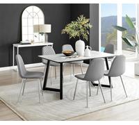 FurnitureboxUK Carson White Marble Effect Dining Table & 6 Corona Silver Chairs in Grey FurnitureboxUK Grey