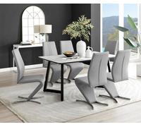 FurnitureboxUK Carson White Marble Effect Dining Table & 6 Willow Chairs in Grey FurnitureboxUK Grey