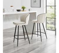 Furniturebox Carmel Cream and Black Bar Stool Set of 2 - Size: 97 x 46 x 51cm - White - Wilko
