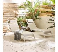 Furniturebox Uk Corsica 2 X Cream Sun Loungers