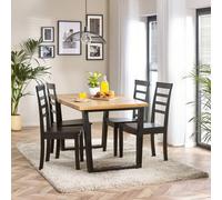 Furniturebox Uk Cotswold Wooden Dining Table & 4 Whitby Black Dining Chairs With Oak Colour Seats