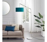 FurnitureboxUK Danielle Art Deco Arc Lamp In Brass Plate With Teal Velvet Shade & Marble Base in Gold FurnitureboxUK Gold