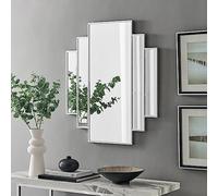 Furniturebox UK Deco Large Silver Wall Mirror, Living Room, Hallway, Dining Room - Stylish, Modern Meets Art Deco 1920s Style Statement Mirror