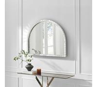 Furniturebox UK Disco Large Glam Arched Overmantel Wall Mirror 95x76cm - Cut Glass Frame, Reflective Finish, Ready to Hang, for Living Room, over Fireplace, Bedroom or Hallway - Modern Statement Piece