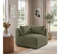 Furniturebox Uk Drift Green Boucle Corner Section Armchair For Modular Sofa