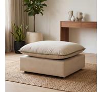 Furniturebox Uk Echo Cream & Green Linen-Look Trim Fabric Footstool