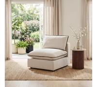 Furniturebox Uk Echo Cream & Green Trim Linen-Look Fabric Armless Armchair For Modular Sofa