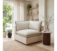 Furniturebox Uk Echo Cream & Green Trim Linen-Look Fabric Corner Armchair For Modular Sofa