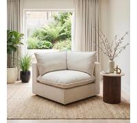 Furniturebox Uk Echo Cream Linen-Look Fabric Corner Armchair For Modular Sofa