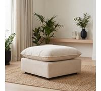 Furniturebox Uk Echo Cream Linen-Look Fabric Footstool