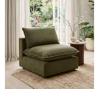Furniturebox Uk Echo Green Linen-Look Fabric Armless Armchair For Modular Sofa