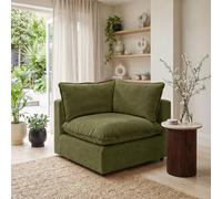 Furniturebox Uk Echo Green Linen-Look Fabric Corner Armchair For Modular Sofa