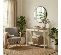 Furniturebox Uk Eden Rectangular Oak & Cream Wood Console Table