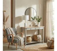 Furniturebox Uk Eden Rectangular Whitewash & Light Grey Wood Console Table