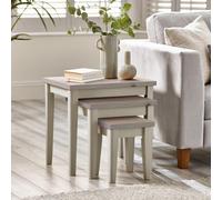 Furniturebox Uk Eden Whitewash & Light Grey 3X Wooden Nesting Tables