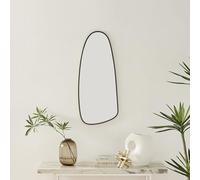 Furniturebox UK Elodie Black Metal Frame Pebble Mirror - Modern Abstract Irregular Organic Shape Decorative Long Wall Mirror for Hallways, Bedrooms, Living Rooms and Dining Rooms