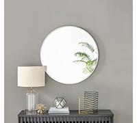 Furniturebox UK Emma Large 80cm Round White Metal Wall Mirror for Living Room, Hallway, Dining Room - Stylish, Modern Circle Design