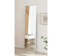 Furniturebox UK Emma Rectangular Wall Mirror, 170 x 50cm, White Metal for Living Room & Bedroom