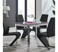Furniturebox Uk Enna White Glass Extending Dining Table And 4 Black Willow Chairs